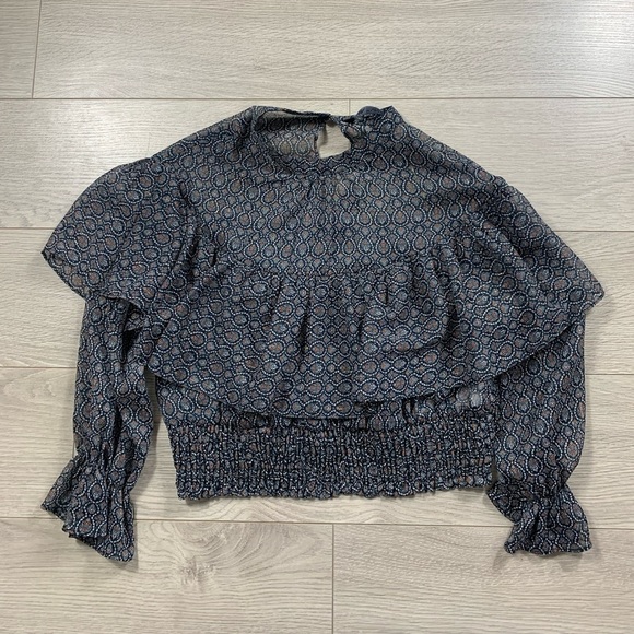 Zara Metallic Thread Printed Crop Blouse - Picture 5 of 12